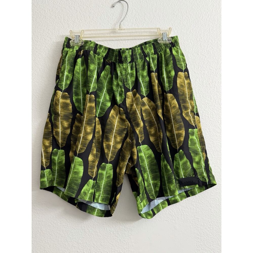 Sauvage LA Swim Trunks Banana Leaf Print Print Mens Size 30 Board Shorts